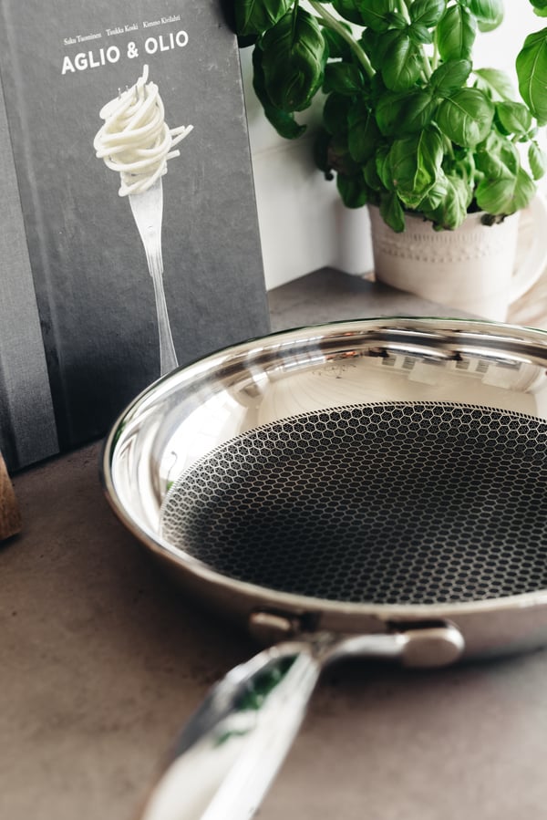 Heirol Pro Steelsafe -stegepande, rustfrit stål + non-stick belægning, 24 cm