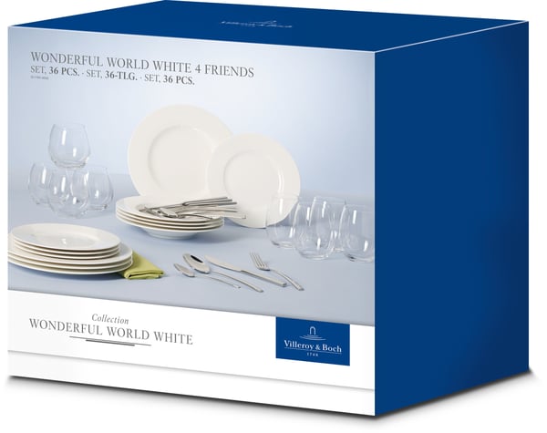 Villeroy & Boch Wonderful World White 4 Friends -servis, 36 delar