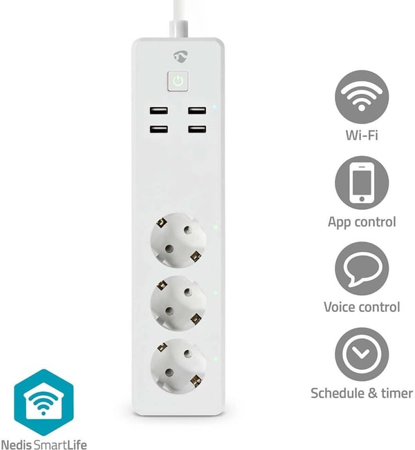 Nedis SmartLife WIFIP312FWT smart stikkontakt, 16 A, 3680 W