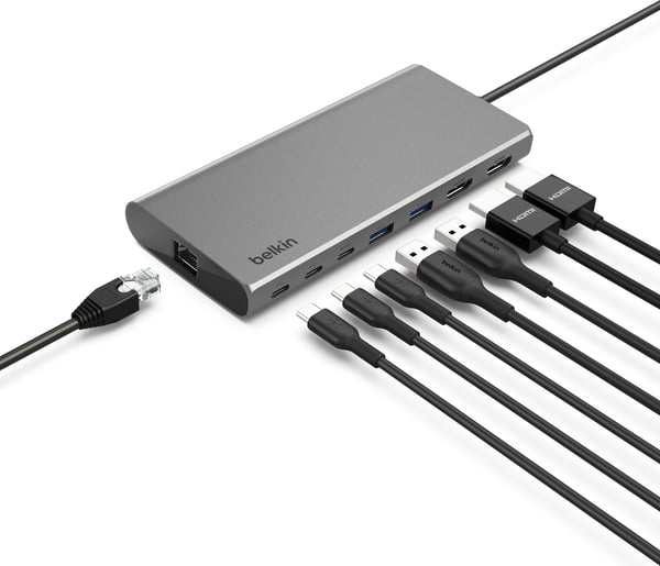 Belkin Connect USB-C 8-i-1 Dual Display Core Hub - hub, otte porte