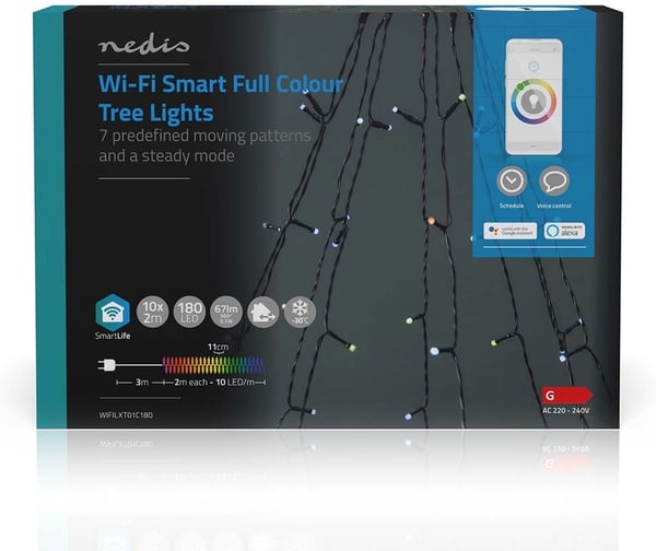 Nedis SmartLife WiFi LED-flaggstångsslinga, RGB, 10 x 2 m