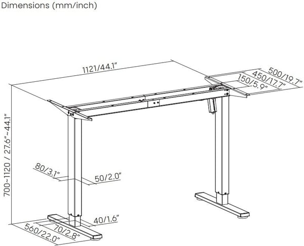 ErgoWork Stabil One -elbordets ram, svart
