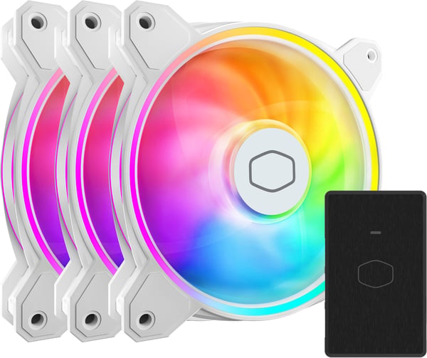 Cooler Master MasterFan MF120 Halo² ARGB -ventilator, 120 mm, hvid, 3-pack