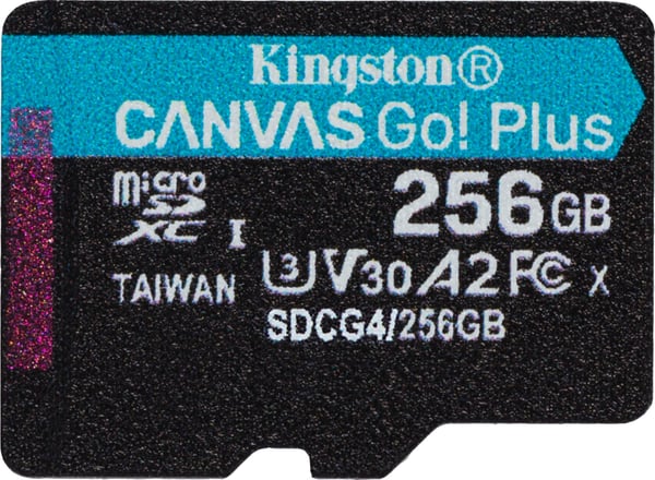 Kingston 256 GB microSDXC Canvas Go! Plus Gen4 minneskort + SD-adapter