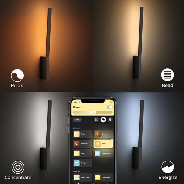 Philips Liane HUE -smartvägglampa, BT, White and color ambiance, svart, 55,8 cm