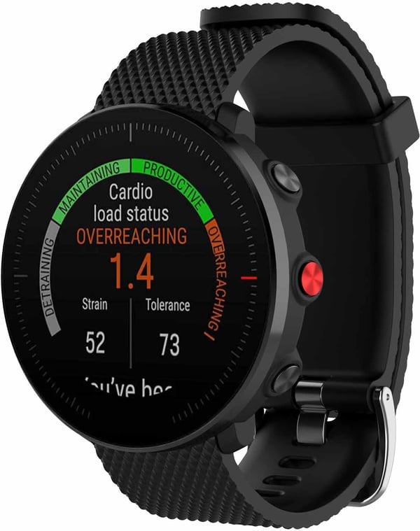 Wave silikonarmband 22 mm, för smart- och sportklockor, svart