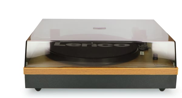 Lenco LS-300 -vinylskivspelare och högtalare, träfärgad