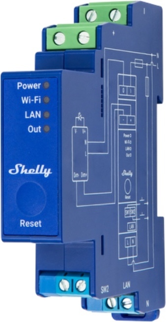 Shelly Pro Dimmer 0/1-10V PM -DIN-skenhärdare för Wi-Fi-nätverk