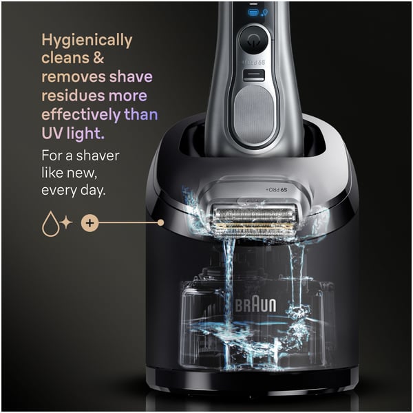 Braun Series 9 PRO+ 9667CC Wet&Dry -Pro SensoAdapt rakapparat med SmartCare-station, Silver