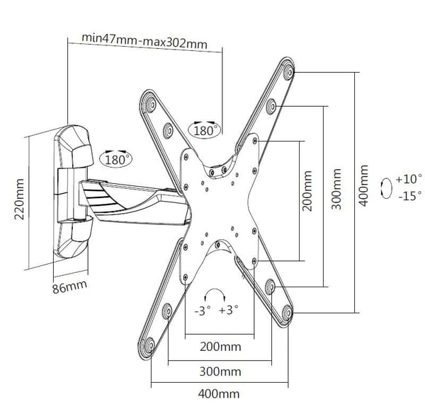 Mozi Slim Motion A1 23-55" TV väggfäste