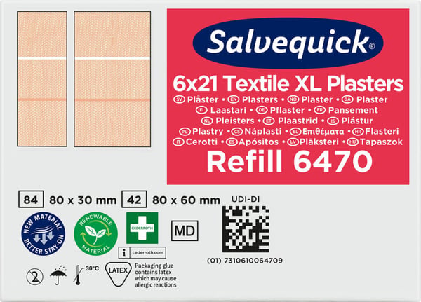 Salvequick -iso kangaslaastari, 6 x 21 kpl