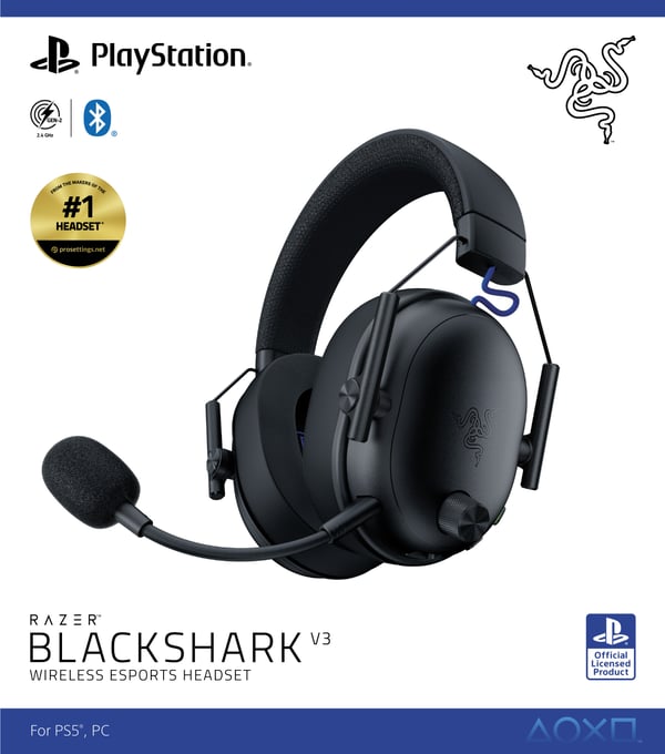 Razer Blackshark V3 trådlösa gamingheadset Playstation Edition, svart
