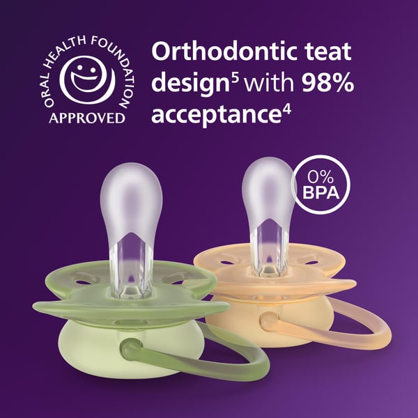 Philips Avent Ultra Soft napp, 6–18 mån, 4 st, beige/ljusgrön