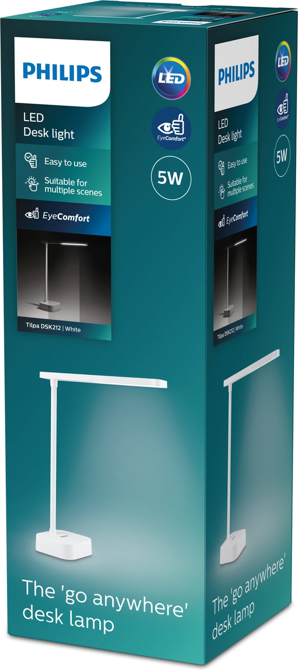 Philips Tilpa DSK212 -skrivbordslampa, vit
