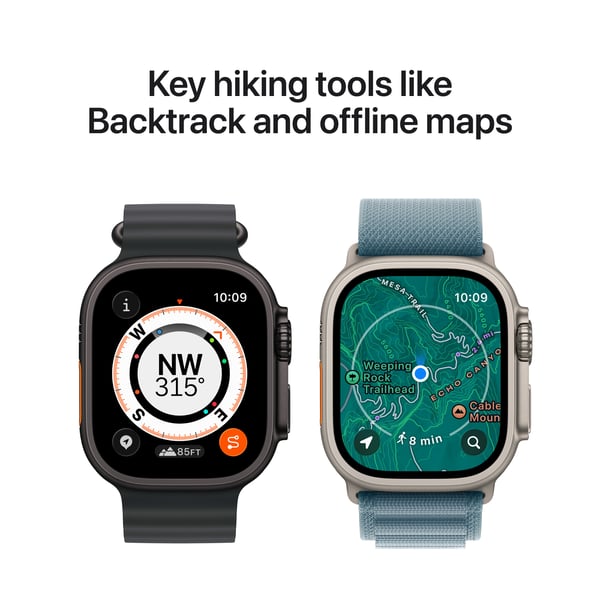 Apple Watch Ultra 3 (GPS + Cellular) 49 mm svart titan-skal och svart Alpine-armband, mellanstorlek