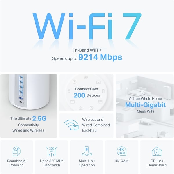 TP-LINK Deco BE65 Tri-band WiFi 7 Mesh-system, 2-pack