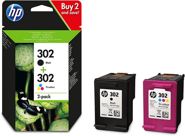 HP 302 - bläckpatronpaket, svart och trefärgad