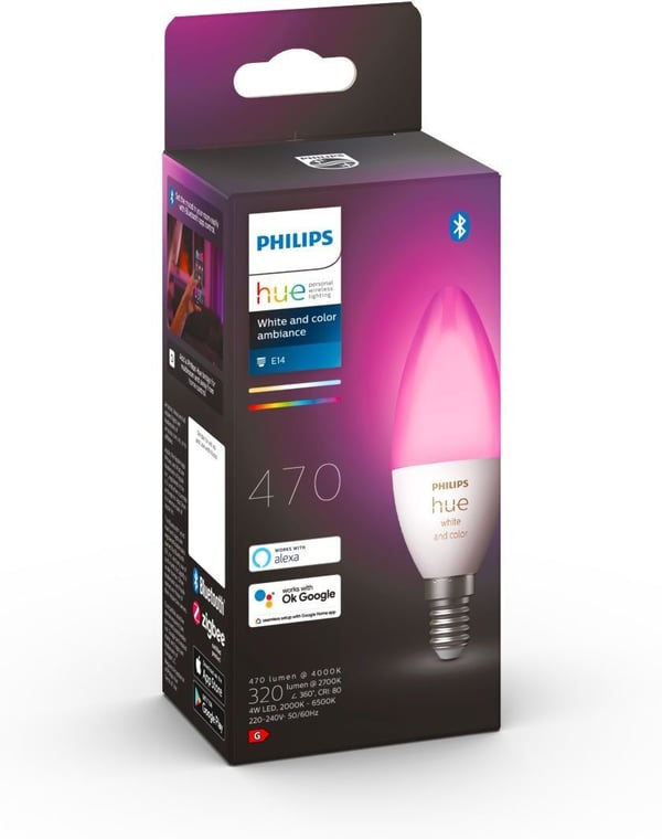 Philips Hue White and Color Ambiance -LED-lampa, E14, 470 lm