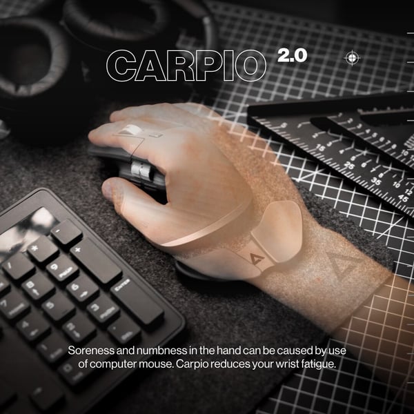 Deltahub Carpio 2.0 handledsstöd, höger, storlek L, grå