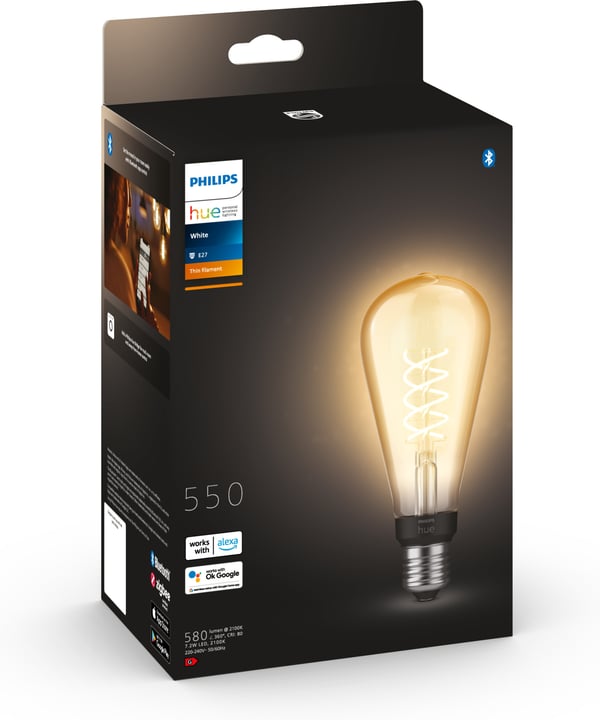 Philips Hue White Filament ST72 Edison -lampa, E27