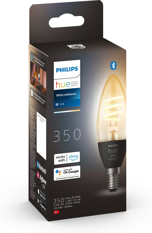 Philips Hue -filament intelligent lampa, White Ambiance Filament, E14