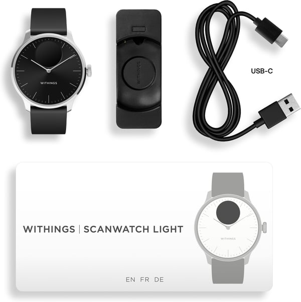 Withings Scanwatch Light -smartwatch, 37 mm, sort