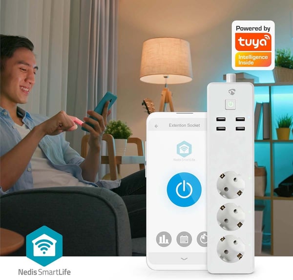Nedis SmartLife WIFIP312FWT smart stikkontakt, 16 A, 3680 W