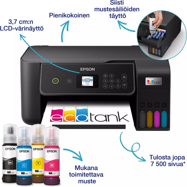 Epson EcoTank ET-2870 A4-multifunktionsskrivare, svart