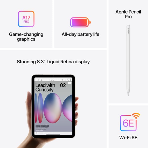Apple iPad mini 128 GB WiFi 2024 - surfplatta, stjärnvit (MXN83)