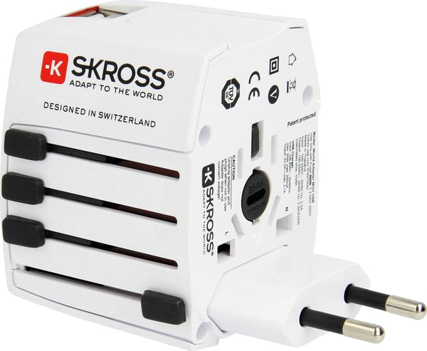 SKROSS MUV USB 2xA -resedelsadapter med två USB-portar