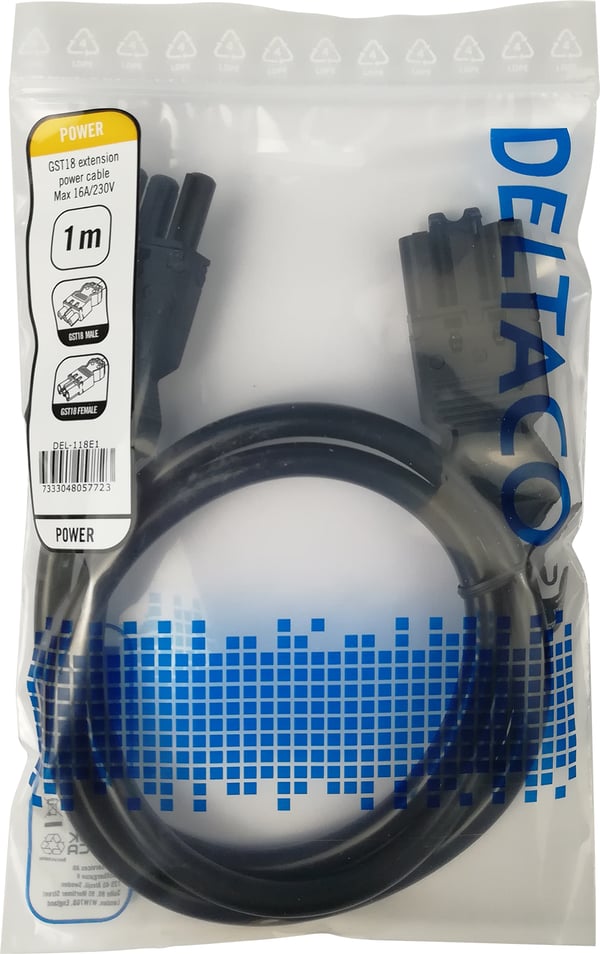 DELTACO GST18 hane - GST18 hona, jordad, 1m, svart