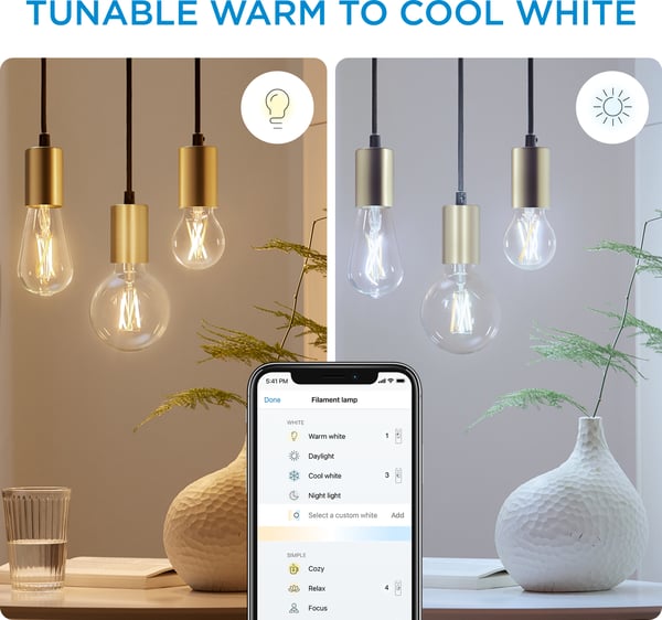 WiZ smartlampe globe, E27, klar glas, justerbar hvid