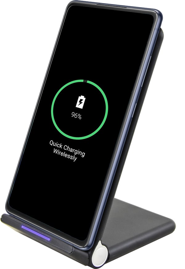 Wave Qibordholder med trådløs opladning på 15W, sort.