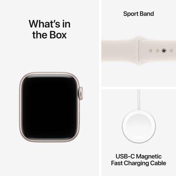 Apple Watch SE 3 (GPS + Cellular) 40 mm stjärnvit aluminiumsboett och stjärnvit sportarmband, S/M
