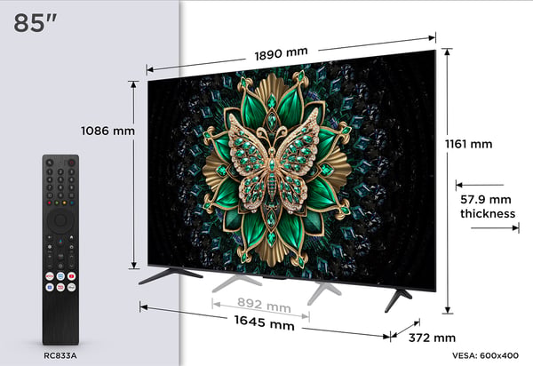 TCL 85" C6K – 4K QD Mini-LED Google TV