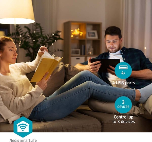 Nedis SmartLife WIFIP312FWT smart stikkontakt, 16 A, 3680 W