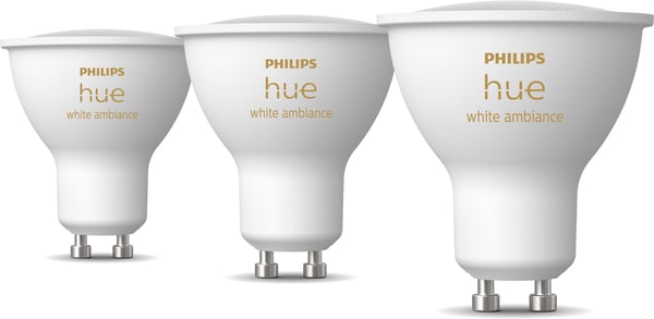 Philips Hue -LED-smartpære, BT, Hvid ambiance, GU10, 4,2 W, 3-pak