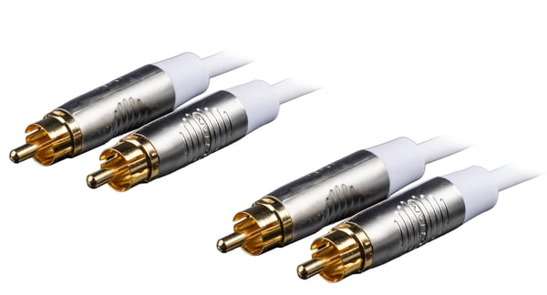 Fuj:tech 2 x RCA hane – 2 x RCA hane, 3 m, vit