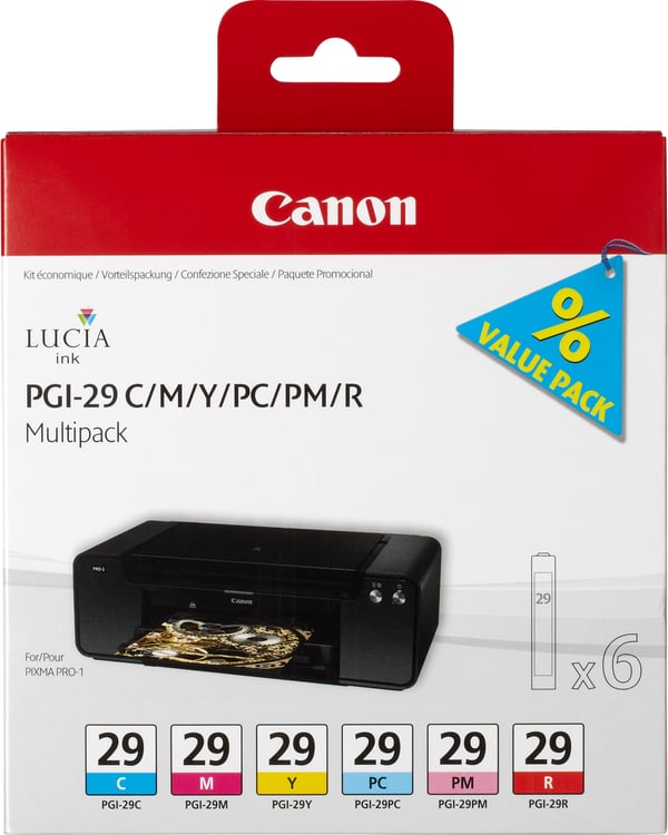 Canon PGI-29 C/M/Y/PC/PM/R bläckpatronpaket, 6 färger
