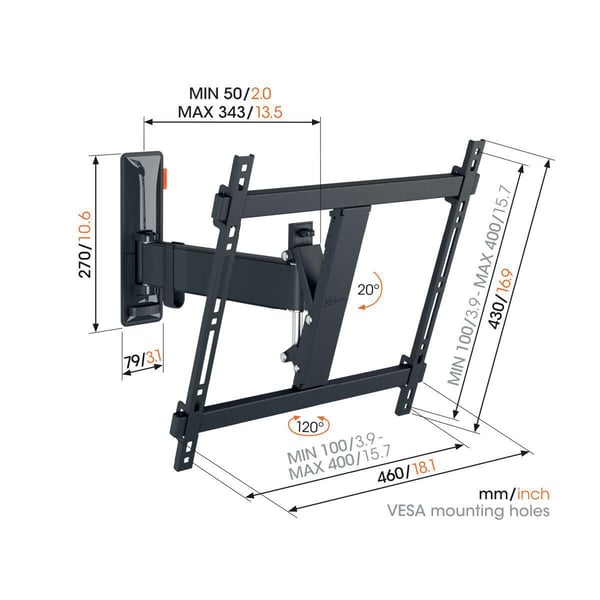 Vogel's TVM 3425 Full Motion TV-väggfäste, svart