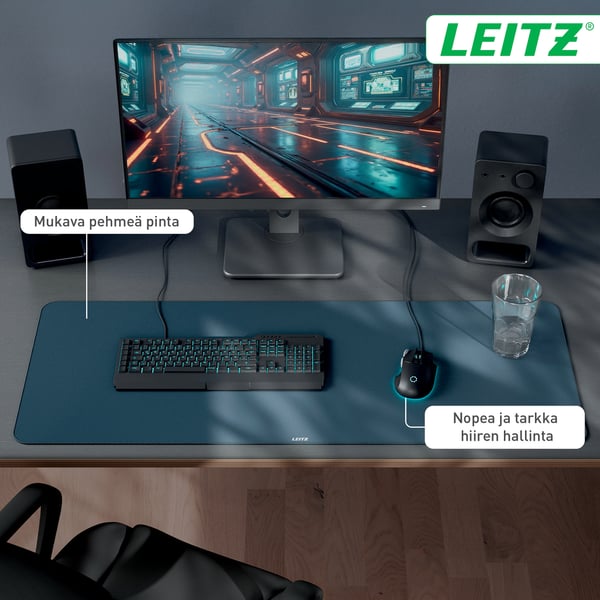Leitz gamingmusmatta, 100 x 40 cm, mörkgrå