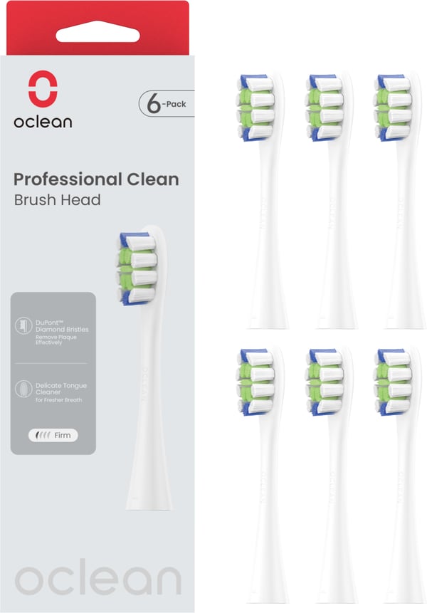 Oclean Professional Clean børstehoved, 6 stk, hvid Oclean Professional Clean børstehoved, 6 stk, hvid