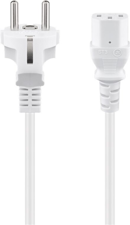 Goobay typ F, CEE 7/7 - C13 -strömkabel, 1,5 m, vit