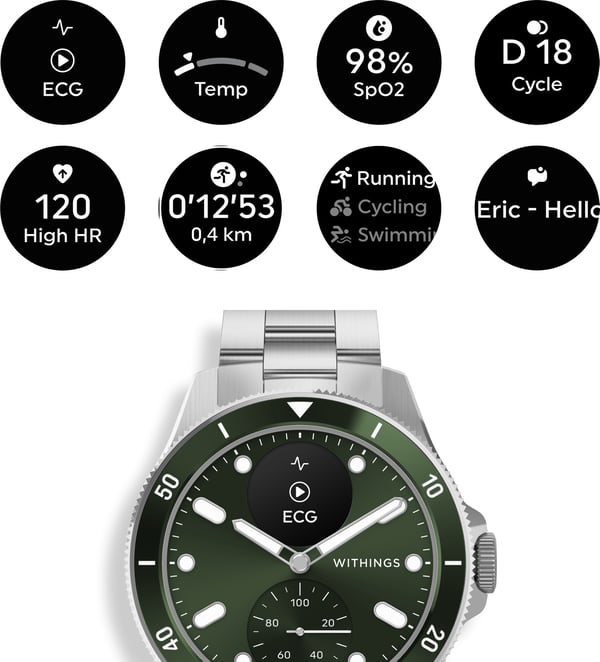 Withings Scanwatch Nova -smartwatch, 42 mm, grøn