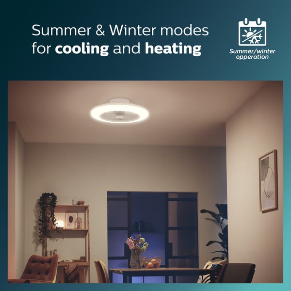 Philips Amigo Flat Fan Ceiling IR RD 20W+42W -fläktlampa, vit