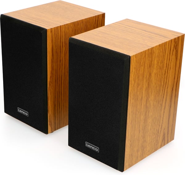 Lenco LS-300 -vinylskivspelare och högtalare, träfärgad