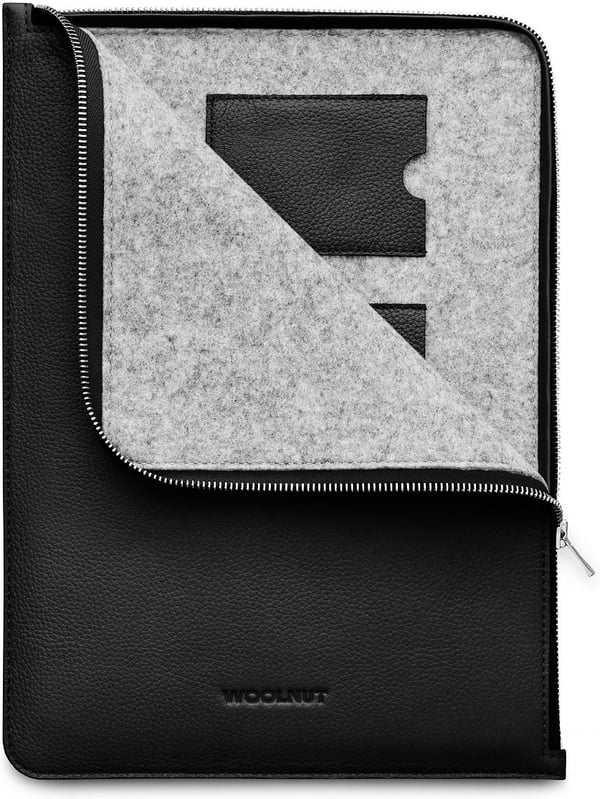 Woolnut Læder Folio-beskyttelse til 13/14" MacBook, sort