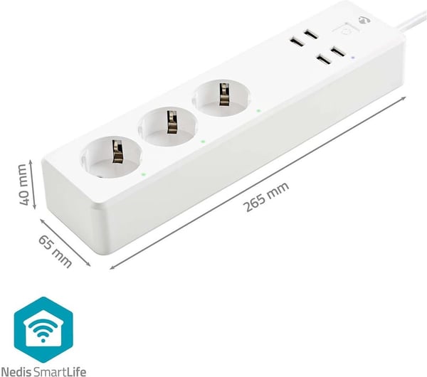 Nedis SmartLife WIFIP312FWT smart stikkontakt, 16 A, 3680 W