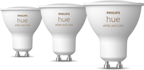 Philips Hue -LED-smartlampa, BT, Vit och färg ambiance, GU10, 4,2 W, 3-pack