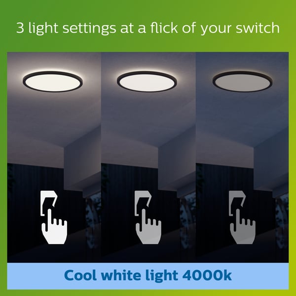 Philips SuperSlim -takplafond för utomhusbruk, SceneSwitch, svart, IP54, 4000K